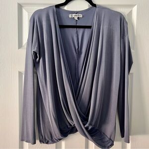 Abercrombie & Fitch Blur Gray Draped Blouse Long Sleeve, Size M